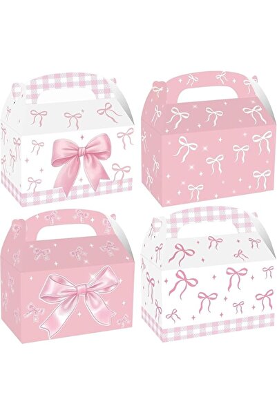 AZONEE 24 Pcs Pink Bow Treat Boxes for Birthday, Bachelorette, Engagement, Ba...