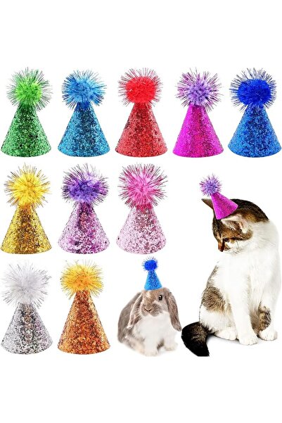 KASTWAVE 10pcs Mini Pet Party Hats, for Dogs, Cats, Puppies, Kittens, for Sma...