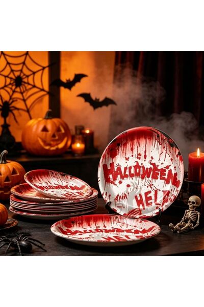 PARTY GO Halloween product, party paper plates 6 pieces, diameter 23 cm (9 in...