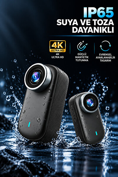 Abbruch 4K UHD Mini Aksiyon Kamerası WiFi Hotspot Manyetik Klipsli Giyilebilir IP65 Suya Geçirmez Geniş Açı Yedek Başlıklar