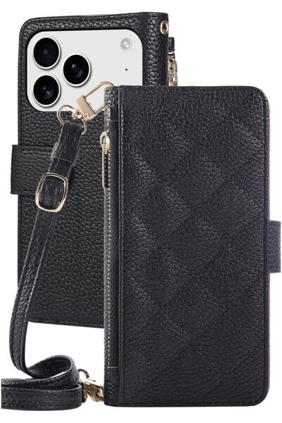 TERRIFI Flip Leather Wallet Case for iPhone 17 Pro Max, Stylish Crossbody Zip...