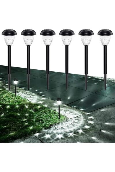EXCEFORE أضواء خارجية تعمل بالطاقة الشمسية، 6 قطع من مصابيح LED تعمل بالطاقة ...