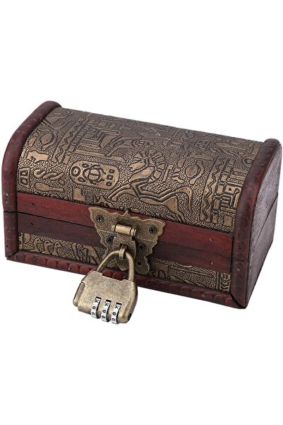 Ejoyous Wooden Box with Lid, Small Treasure Chest Wood Chest with Numerical L...