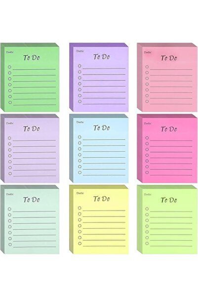 ASKIND 9 Pcs Self-Stick Sticky Notes, 450 Sheets to Do List Sticky Notes, Col...