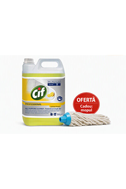 Cif Professional Detergent Universal Lemon Fresh 5L + mop cadou