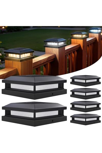 GENERAL Solar LED Post Cap Lights Outdoor 6pack, Warm White/Cool White