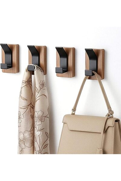 XICEN Wood Wall Hooks - Wall Mounted or Adhesive Coat Rack for Entryway, Mudr...
