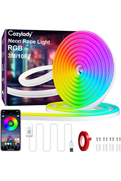 Cozylady 3M USB LED Bluetooth LED Neon Rope Lights, Waterproof RGB Neon Strip...