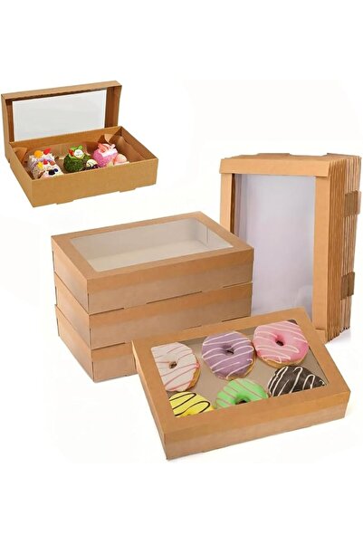 SYOSI Take Out Food Containers with Window, 10 Pack Kraft Paper Bakery Boxes,...