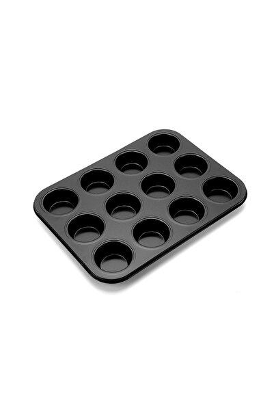 Generic Brand Formă brioșe, formă tort, antiaderentă, stivuibilă, neagră