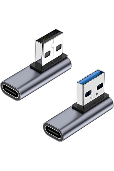 SWIUKPHE محول USB C إلى USB A، بزاوية 90 درجة لليسار واليمين، للابتوب والهاتف...