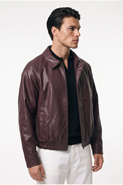 Mach Men's Oversize Fur-Lined Oversize Leather Jacket