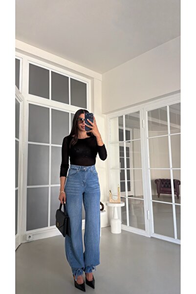 GAUS CO Mavi Ayarlanabilir Paçalı Tencel Denim Jean GAUS-02007