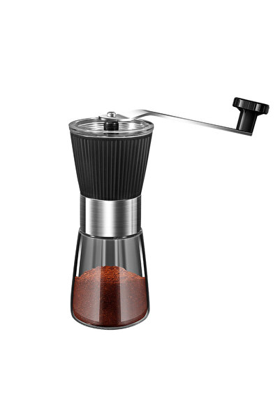 Generic Brand Râșniță manuală cafea, râșniță boabe, râșniță pulbere, inox, negru