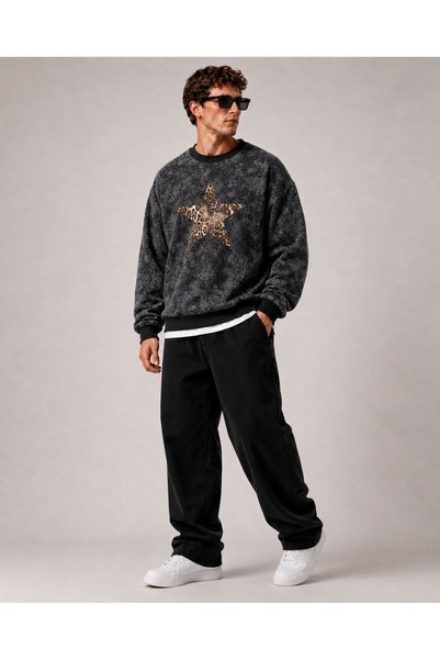 PENTHİLUS Unisex Oversize Batik 3 İplik Kışlık Hoodie