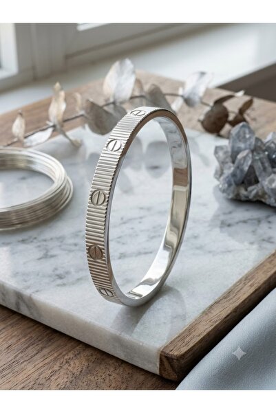 Peach Jewelry Γυναικείο βραχιόλι από ατσάλι τιτανίου, ασημί