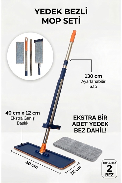 DOFİX Yedek Mop Bezli 130 cm Uzun Saplı Pratik Temizlik Mopu