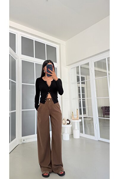 GAUS CO Kahve Yıkamalı Tencel Denim Pantolon GAUS-01786
