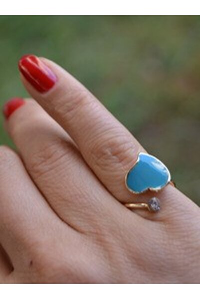 Stoneage Blue enamel hearth insert ring - turquoise -