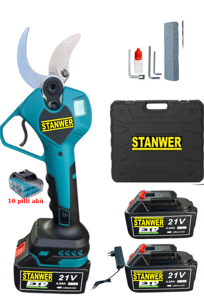 STANWER GERMANY BÜYÜK PİLLİ 50 MM ÇİFT AKÜLÜ ÇELİK ŞANZUMAN ŞARJLI DAL BAĞ BU...