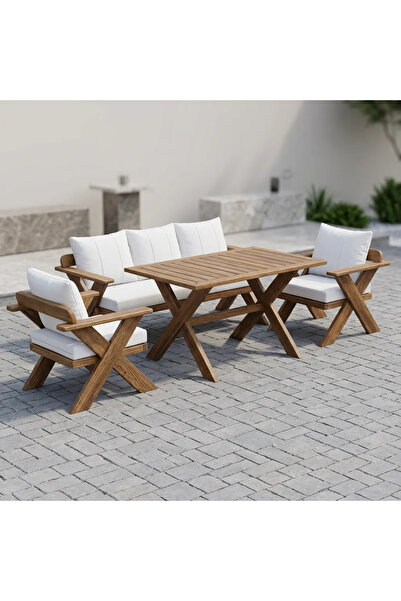 Ellora concept Çapraz ayak bahçe balkon takımı kestane