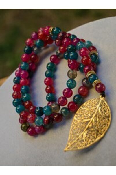 Stoneage Agate Natural Stone 99 Prayer Bead Necklace - Red -