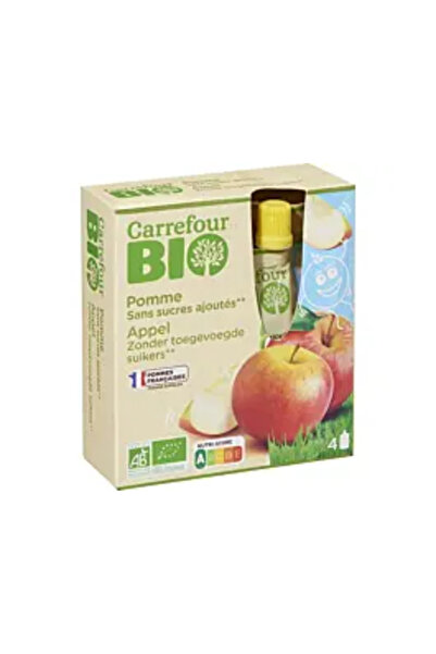 Carrefour Bio Piure pentru bebeluși, măr, Carrefour Bio, 4 x 90 G
