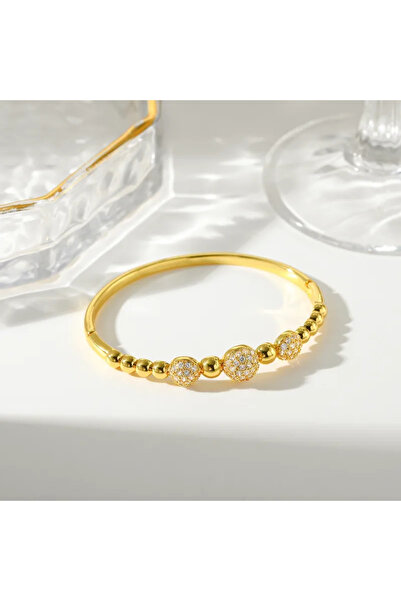 Peach Jewelry Χάλκινο βραχιόλι με ζιργκόν και επιχρύσωση 16Κ