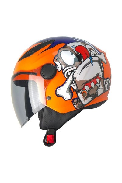 freem FR215 Dog Neon Orange Motosiklet Kaskı Yarım Kids Motorcu Kask Turuncu