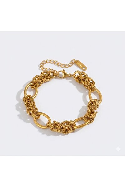 Peach Jewelry Επιχρυσωμένο βραχιόλι από ανοξείδωτο ατσάλι με κόμπους και δαχτ...