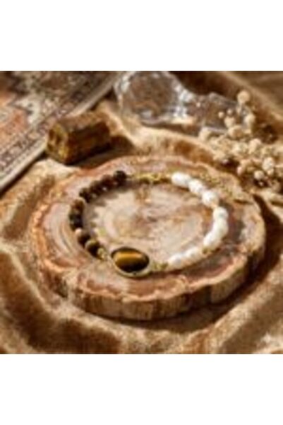 Peach Jewelry Βραχιόλι με Μαργαριτάρια και Μάτι της Τίγρης