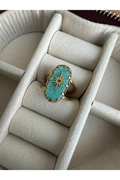 ringbox Gold Steel Anti-Tarnish Turquoise Star Ring