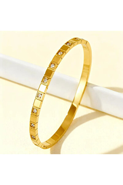 Peach Jewelry Γυναικείο βραχιόλι-χειροπέδα από ατσάλι τιτανίου και χρυσό ζιργκόν