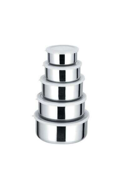 dalimag Set de 5 caserole ProFood din oțel inoxidabil, cu capac din plastic t...