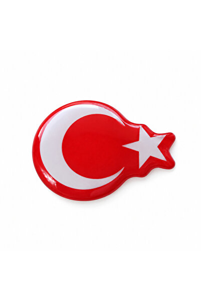 Ventoze Türk Bayrağı 3D Damla Etiket Kırmızı Beyaz Dekoratif Sticker 3 cm