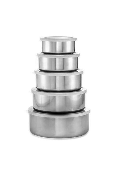 dalimag Set of 5 stainless steel containers, plastic lids, gray