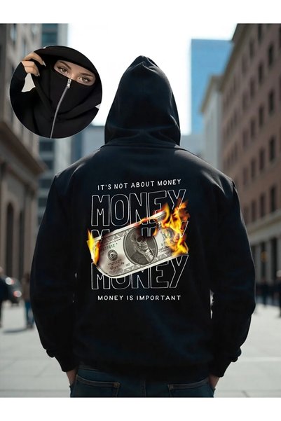 LAND MODA Kar Maskeli Ninja Unisex Sweatshirt Hırka 2iplik kalın polar