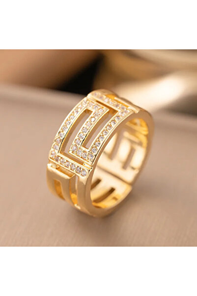 Peach Jewelry Δαχτυλίδι από ανοξείδωτο ατσάλι, επιχρυσωμένο, με ζιργκόν, ρυθμ...