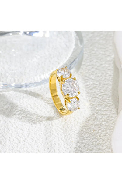 Peach Jewelry Γυναικείο δαχτυλίδι από επιχρυσωμένο ατσάλι 304 με ζιργκόν, μέγ...