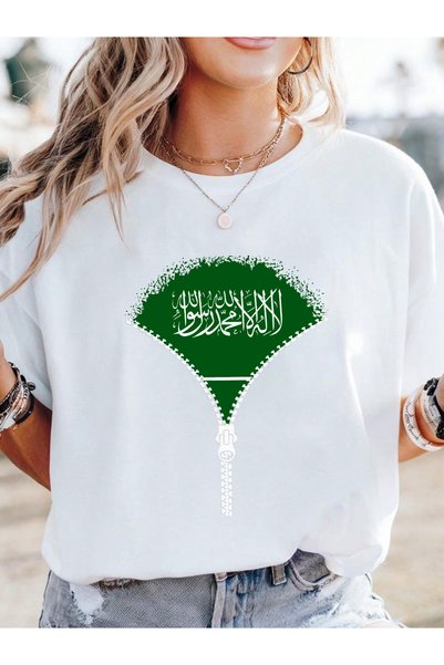 MUZİ قميص للرجال والنساء بمناسبة اليوم الوطني السعودي، مصنوع من القطن 100%، م...