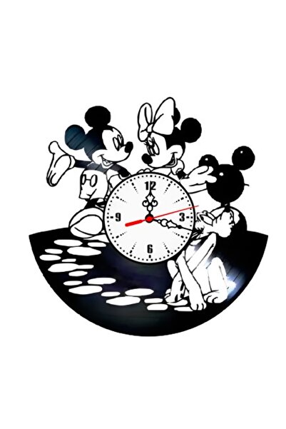 Disney Ceas de perete decorativ din disc de vinil, model Mickey Mouse Minnie ...