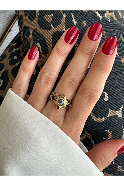 ringbox Gold Steel Anti-Tarnish Blue Ring