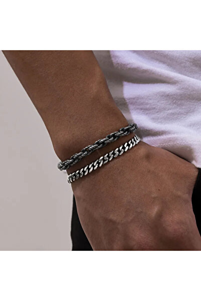 Peach Jewelry Ανδρικό Σετ Βραχιολιών Ανοξείδωτο Ατσάλι Αλυσίδα 304
