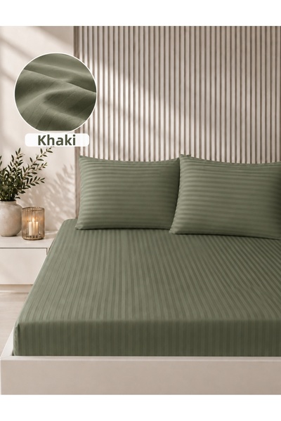 Bikaya Home Striped Satin Double Bed Sheet Set |   160X200+30 cm |   Elastic,...