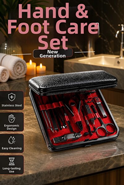 canrodi 17 Piece Black Non-Slip Stainless Steel Manicure and Pedicure Care Set
