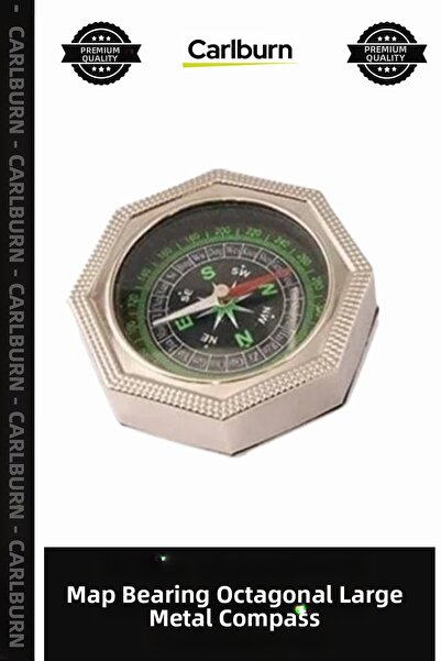 Carlburn # Compass Durable Metal Case Camping Hunting Map Eight-Cornered Larg...