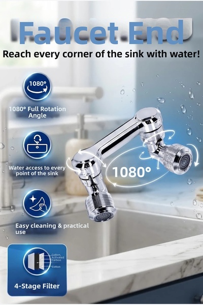 canrodi 1080 °   Rotating Head 4-Filter Faucet Nozzle Kitchen and Bathroom Ap...