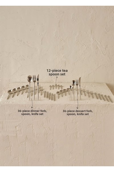 Bella Maison Siena 12-Person 84-Piece Fork Spoon Knife Set Silver