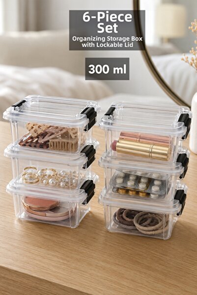 Meleni Home 6 Pieces 300ml Organizer Box - Cabinet Drawer Organizer with Lock...