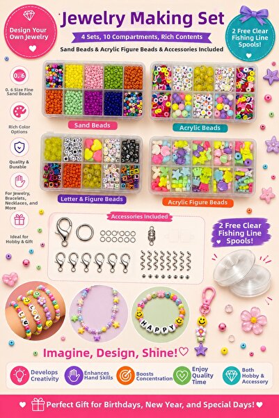 By MO Accessories 4 Mini Boxed Sand Beads Soft Acrylic Figure Beads Jewelry A...